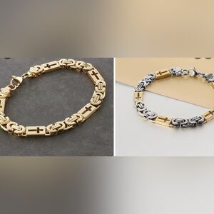 Gold and Silver cross Chain UNISEX Bracelet new 9”stainless steel NW U CHOOSE